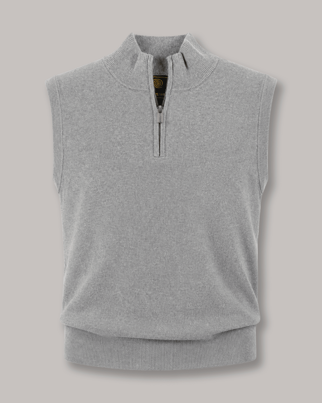 Cotton-Blend Quarter-Zip Vest - F/X Fusion - Quarter-Zip Vest - #color_Silver Heather