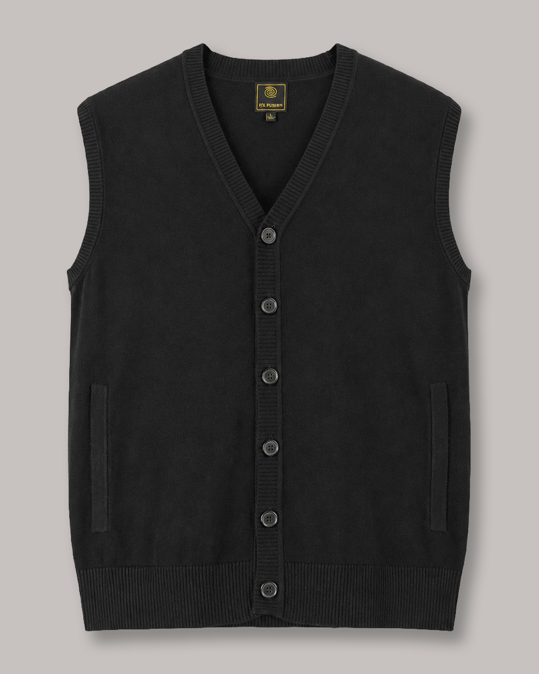 Jersey Button Cardigan Vest - F/X Fusion - Cardigan Vest - #color_Black