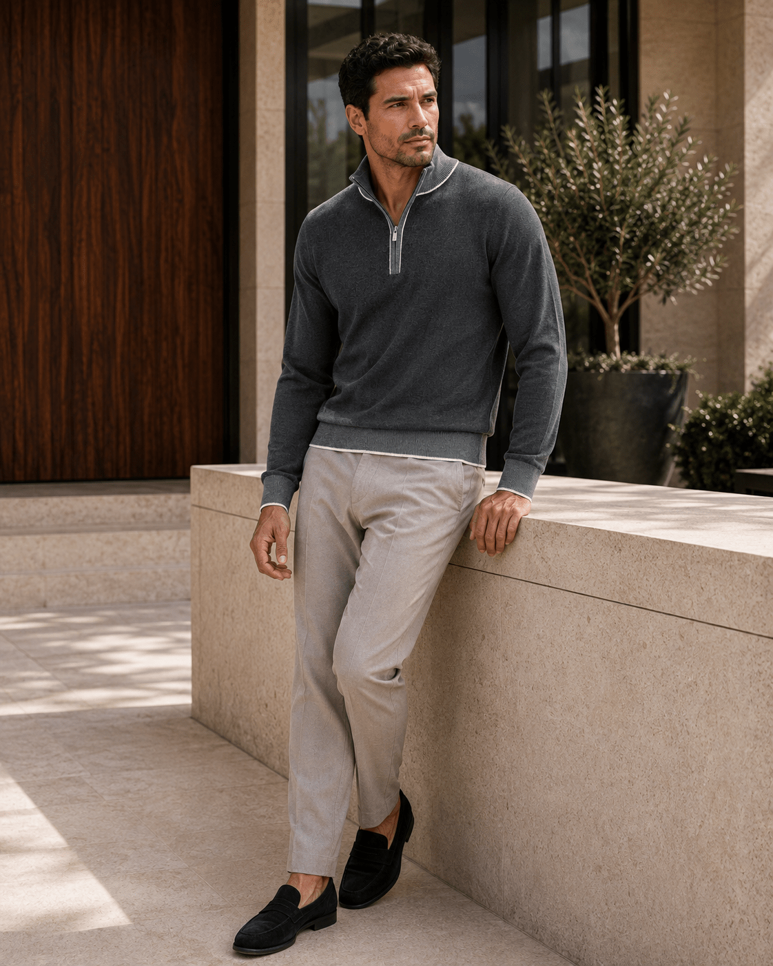 Birdseye Quarter-Zip Sweater - F/X Fusion - Quarter-Zip Sweater - #color_Black