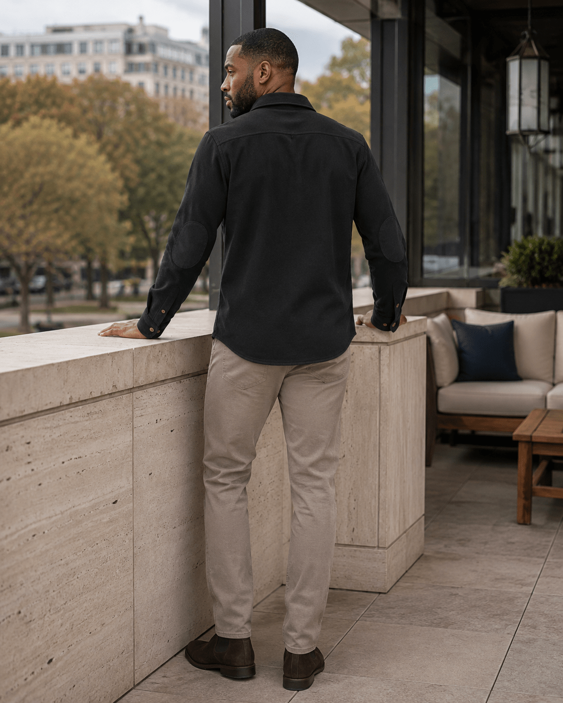 Cashmere Soft Touch Shirt - F/X Fusion - Button-Up Overshirt - #color_Black