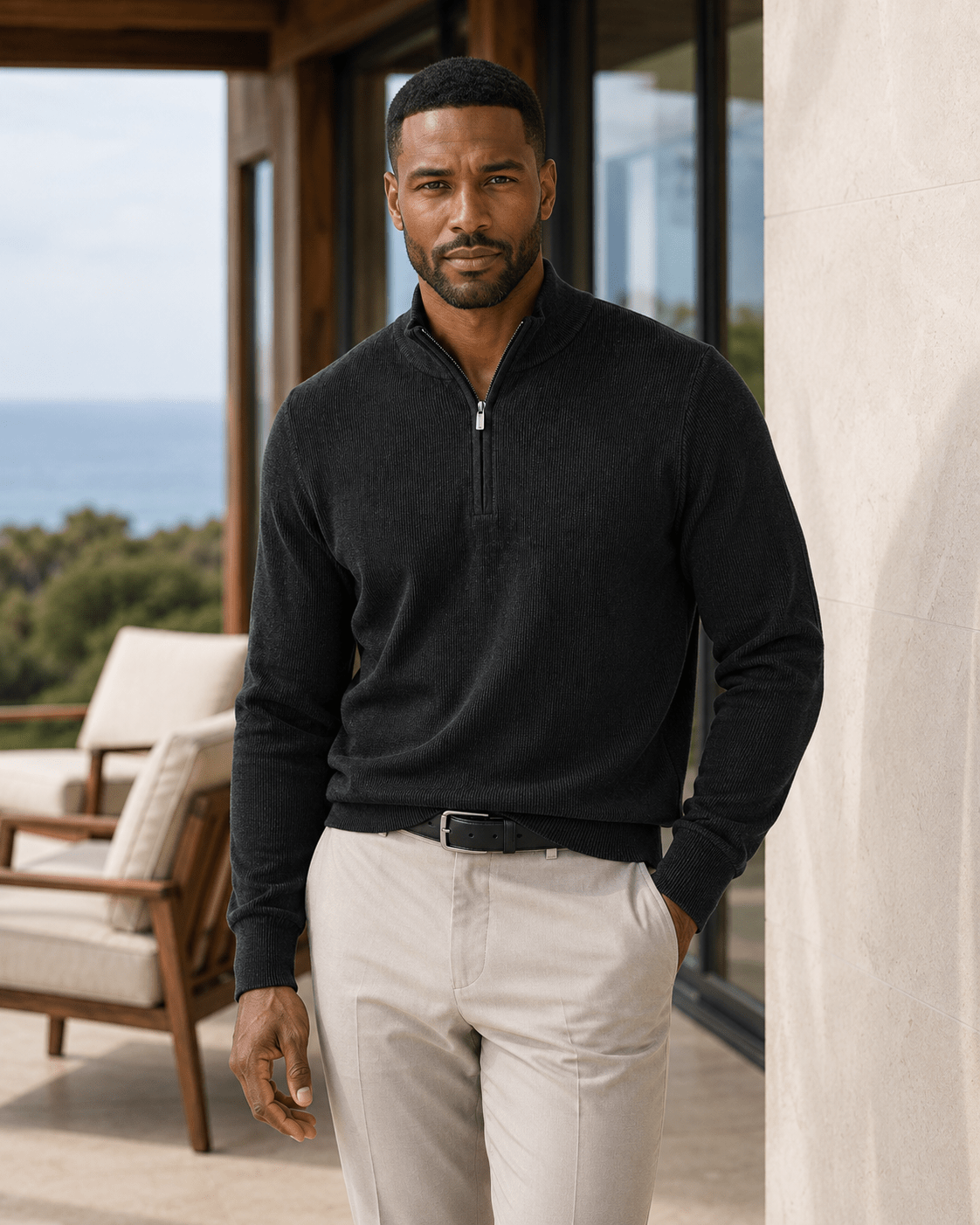 Thermal Quarter-Zip Sweater - F/X Fusion - Quarter-Zip Sweater - #color_Black