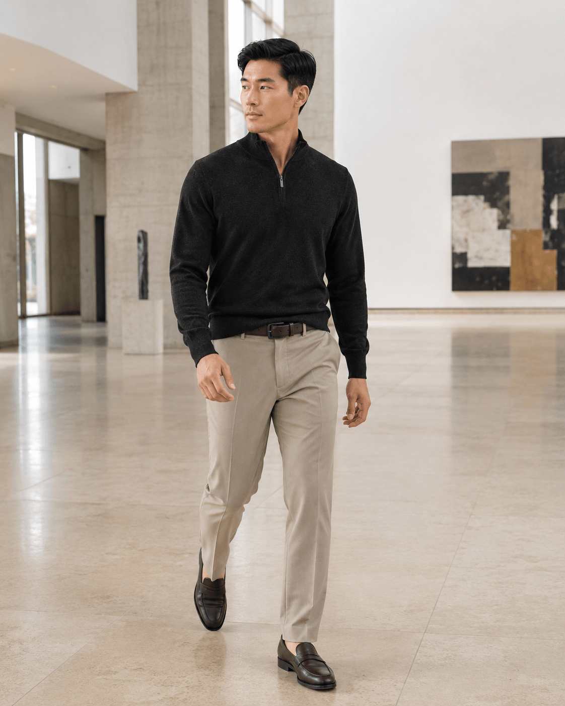 Cotton-Blend Quarter-Zip Sweater - F/X Fusion - Quarter-Zip Sweater - #color_Black