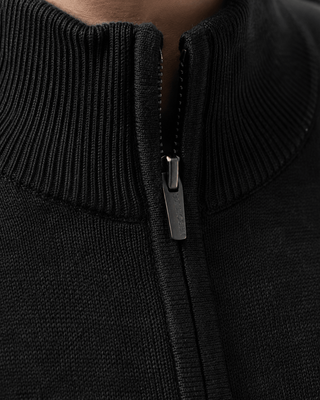 Cotton-Blend Quarter-Zip Sweater - F/X Fusion - Quarter-Zip Sweater - #color_Black