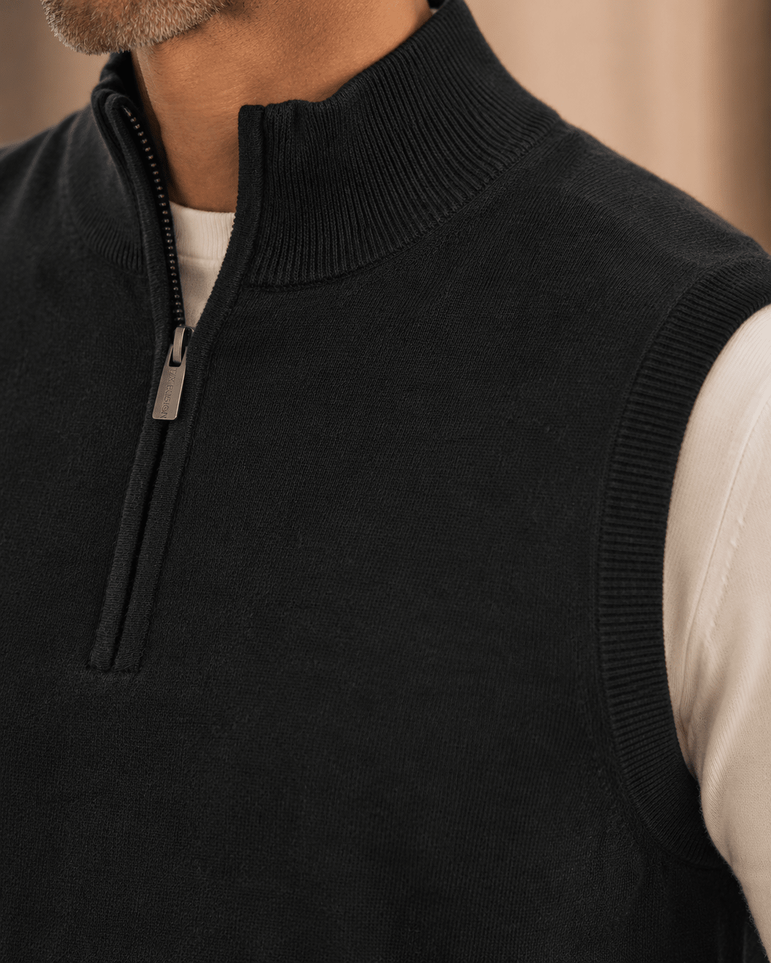 Cotton-Blend Quarter-Zip Vest - F/X Fusion - Quarter-Zip Vest - #color_Black