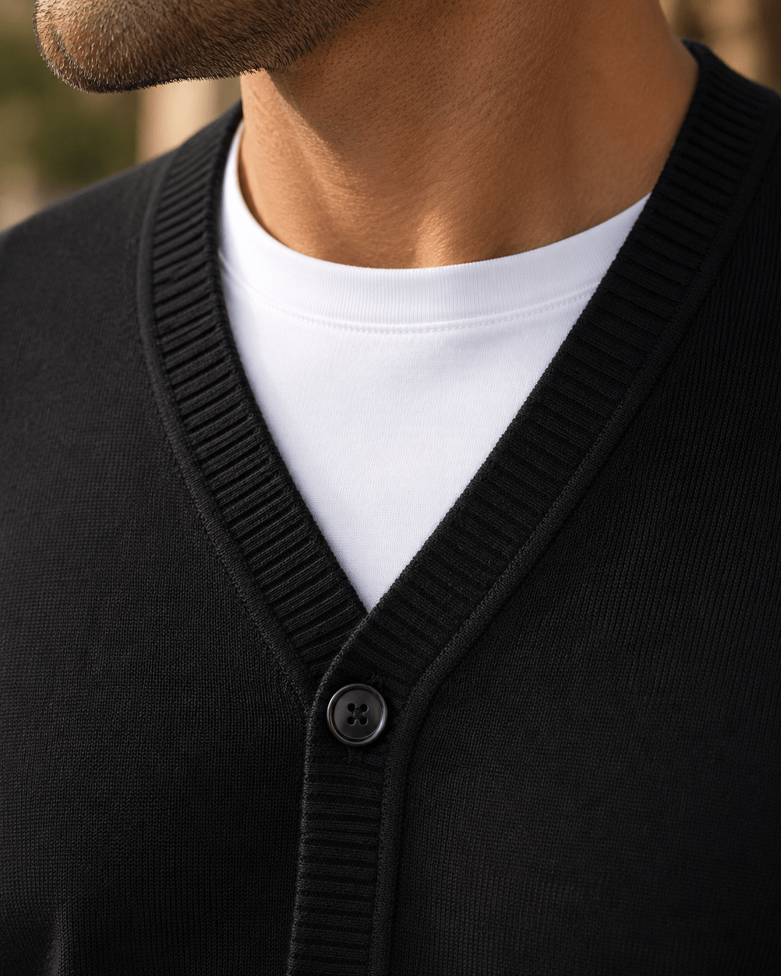 Jersey Button Cardigan Sweater - F/X Fusion - Cardigan Sweater - #color_Black