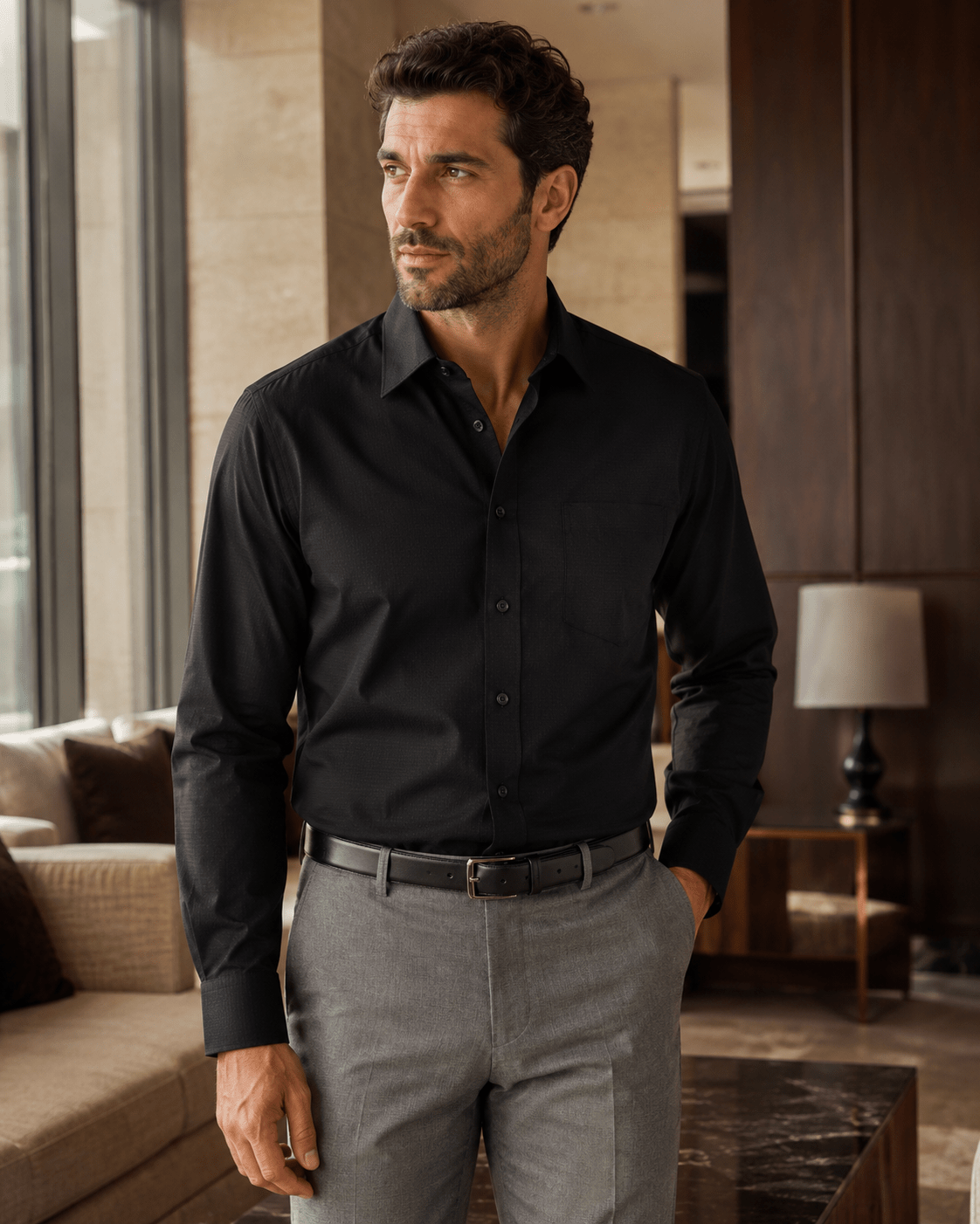 Underbutton Dress Shirt - F/X Fusion - Underbutton Dress shirt - #color_Black