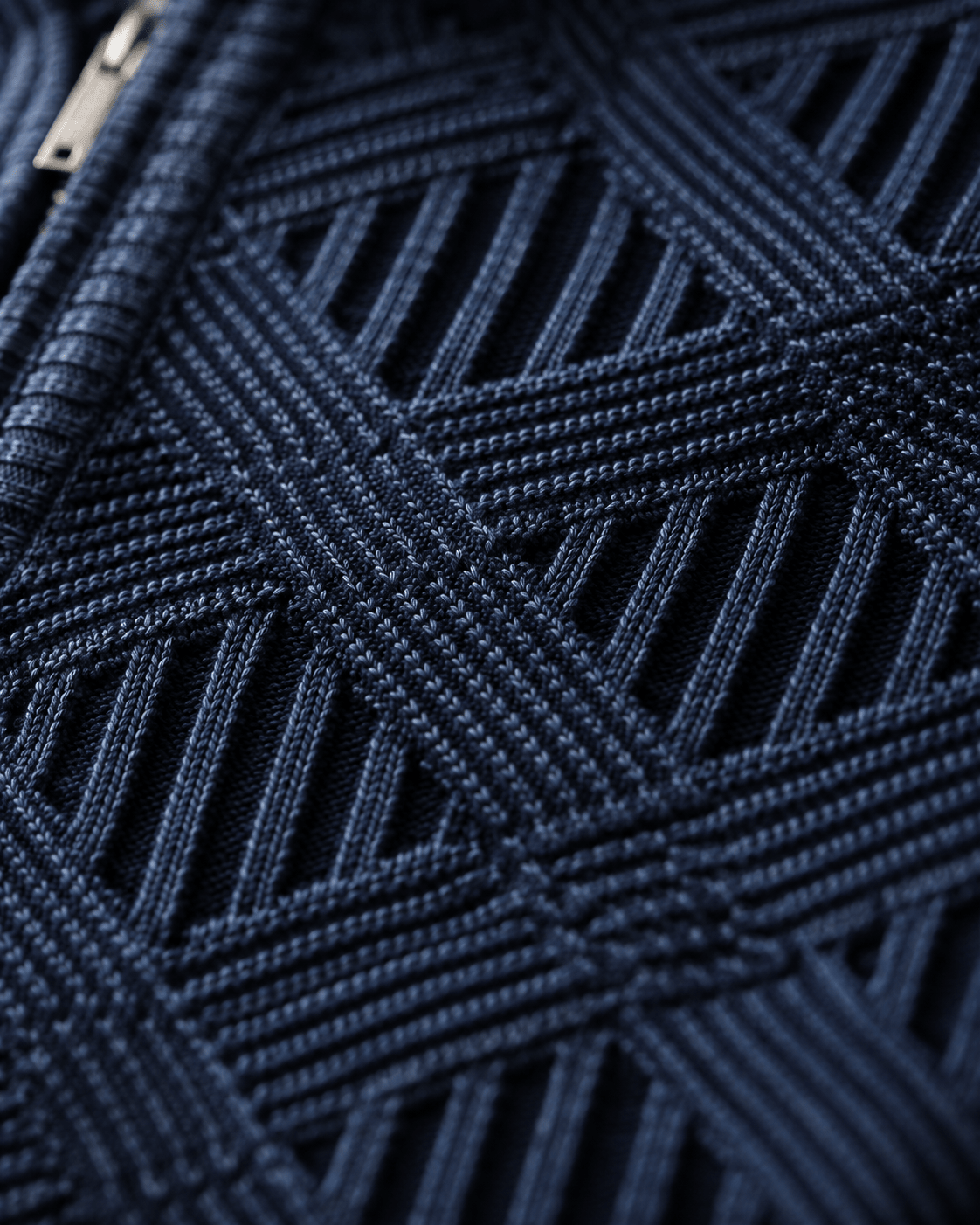 Textured Lattice Quarter-Zip Sweater - F/X Fusion - Quarter-Zip Sweater - #color_Blue