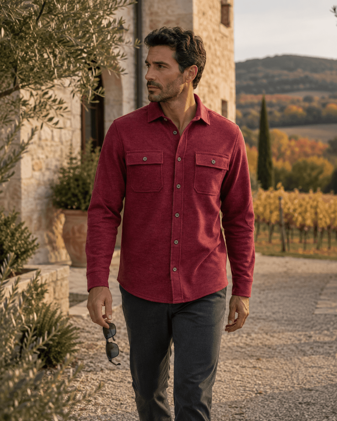 Cashmere Soft Touch Shirt - F/X Fusion - Button-Up Overshirt - #color_Bordeaux