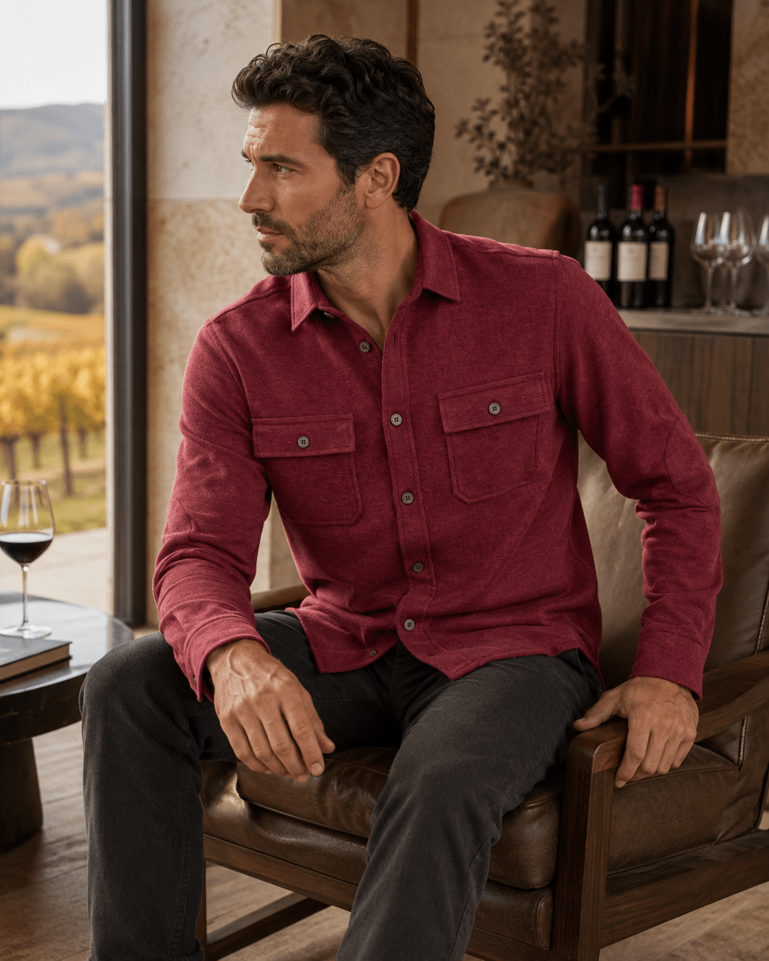Cashmere Soft Touch Shirt - F/X Fusion - Button-Up Overshirt - #color_Bordeaux