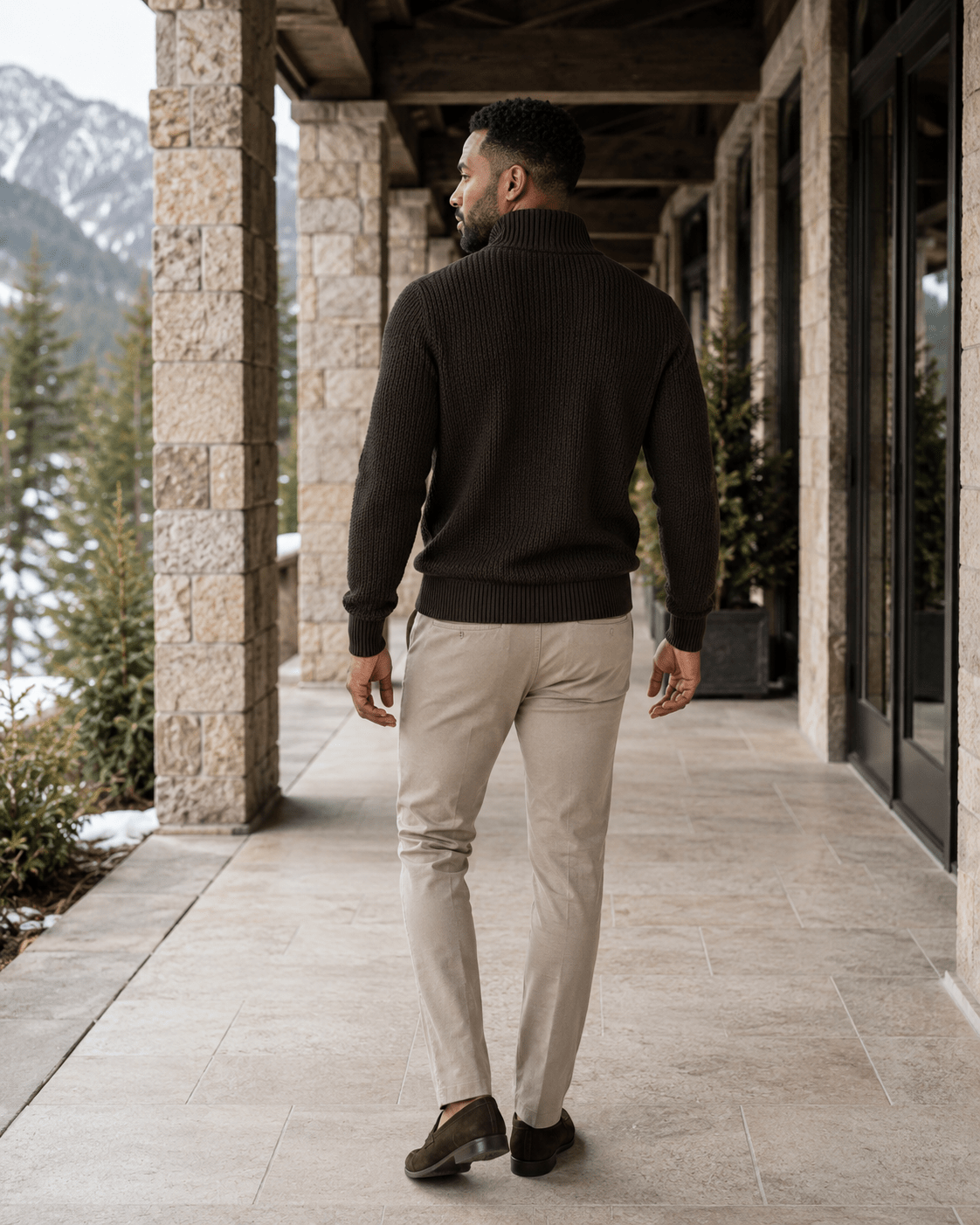Plaited Cable Quarter-Zip Sweater - F/X Fusion - Quarter-Zip Sweater - #color_Brown