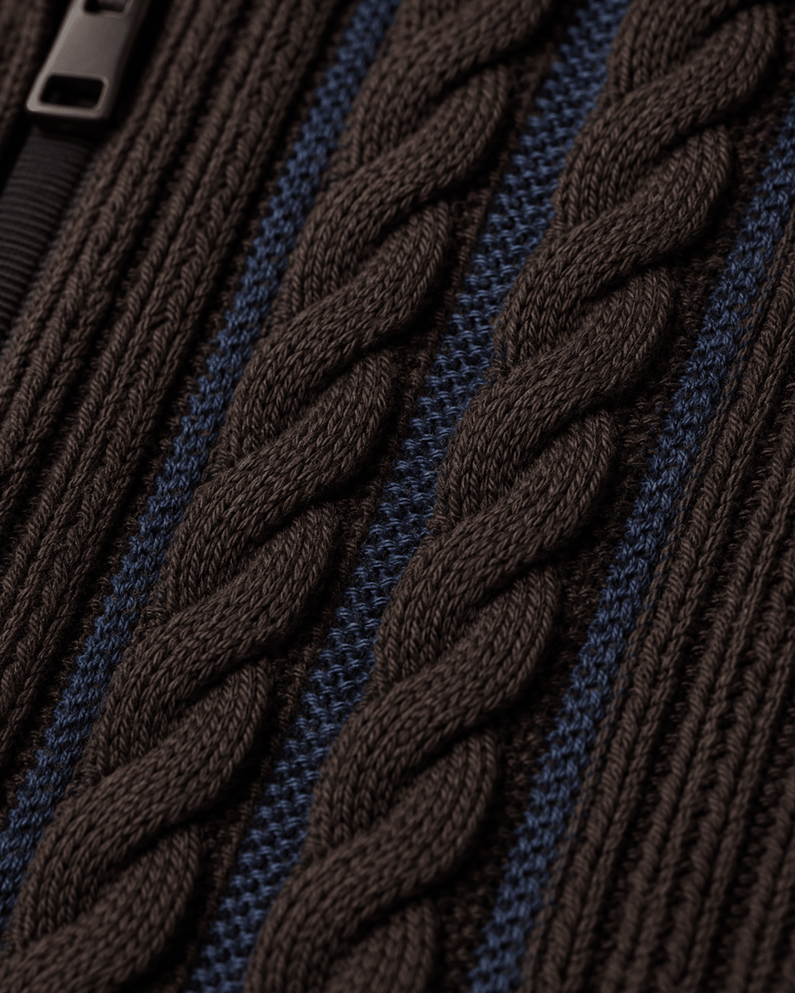 Plaited Cable Quarter-Zip Sweater - F/X Fusion - Quarter-Zip Sweater - #color_Brown