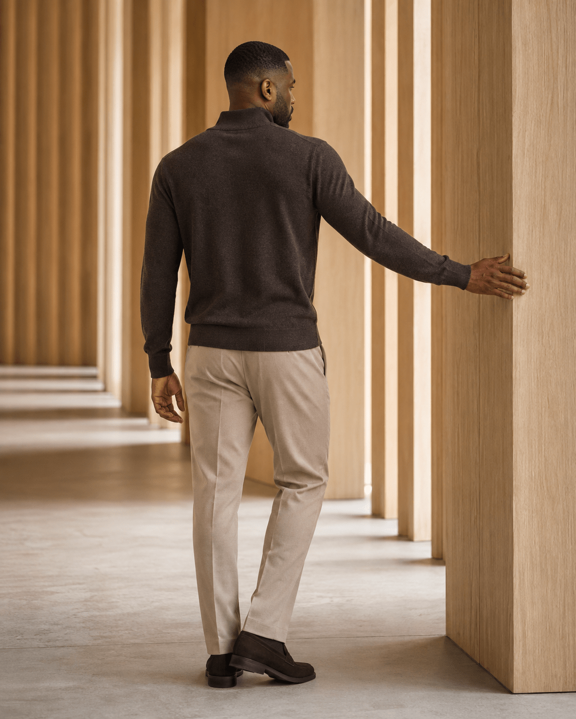 Cotton-Blend Quarter-Zip Sweater - F/X Fusion - Quarter-Zip Sweater - #color_Brown Heather