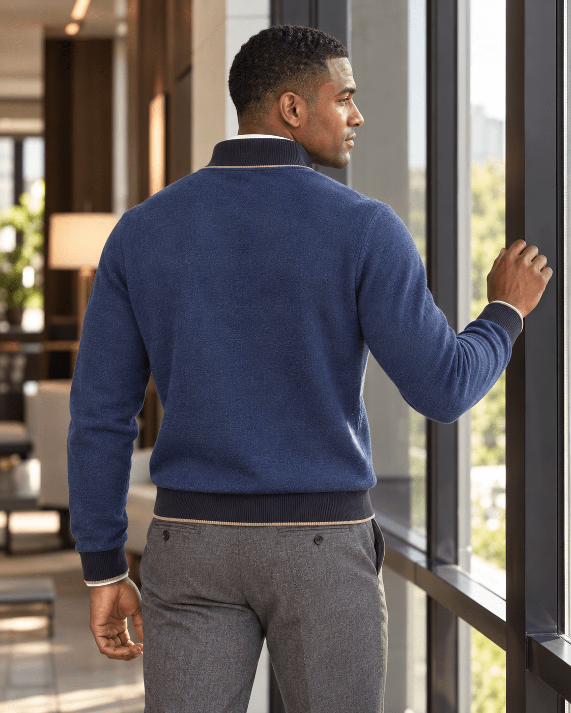 Birdseye Quarter-Zip Sweater - F/X Fusion - Quarter-Zip Sweater - #color_Brown Heather