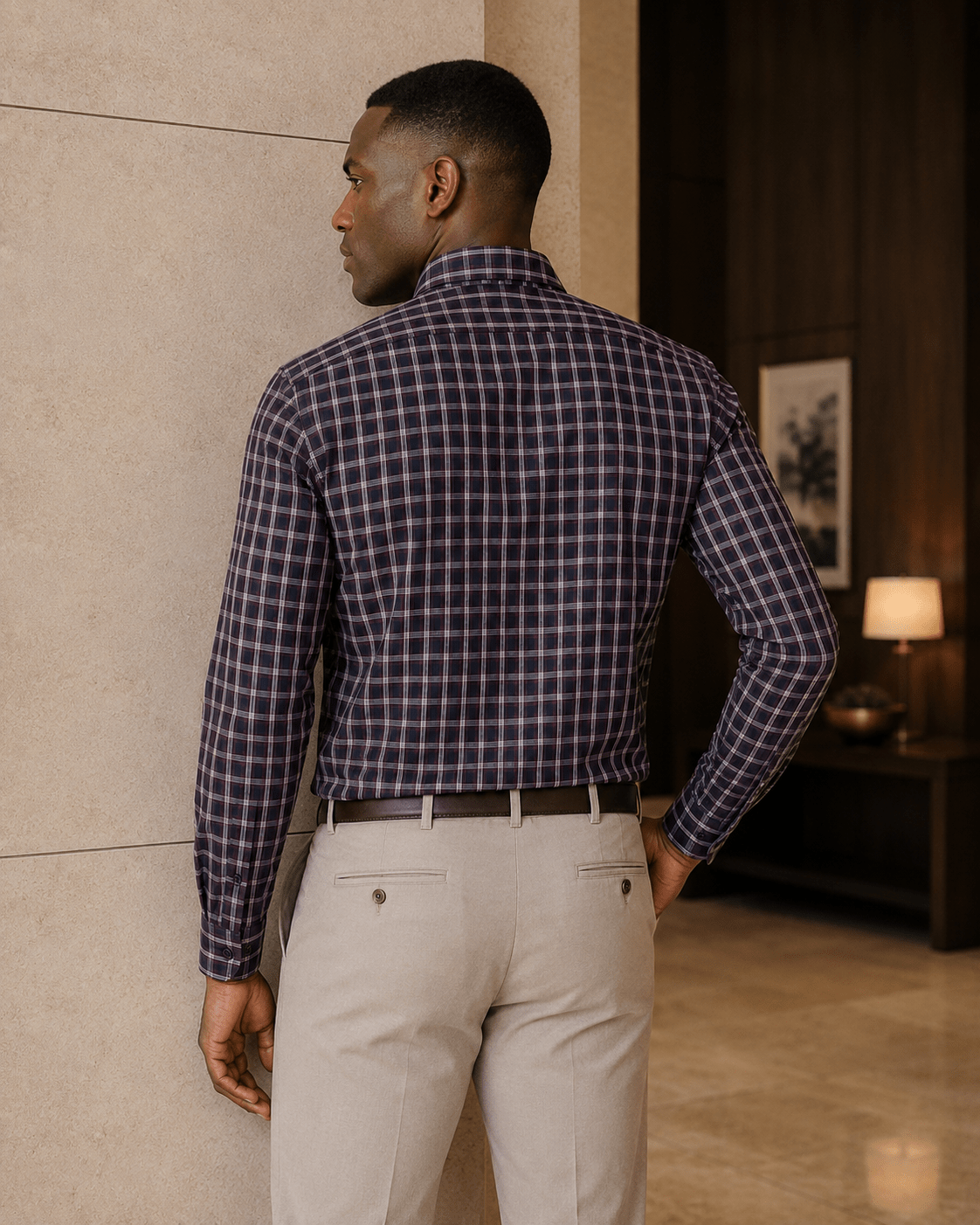 Cotton Blend Plaid Underbutton Shirt - F/X Fusion - Underbutton Dress shirt - #color_Burgundy