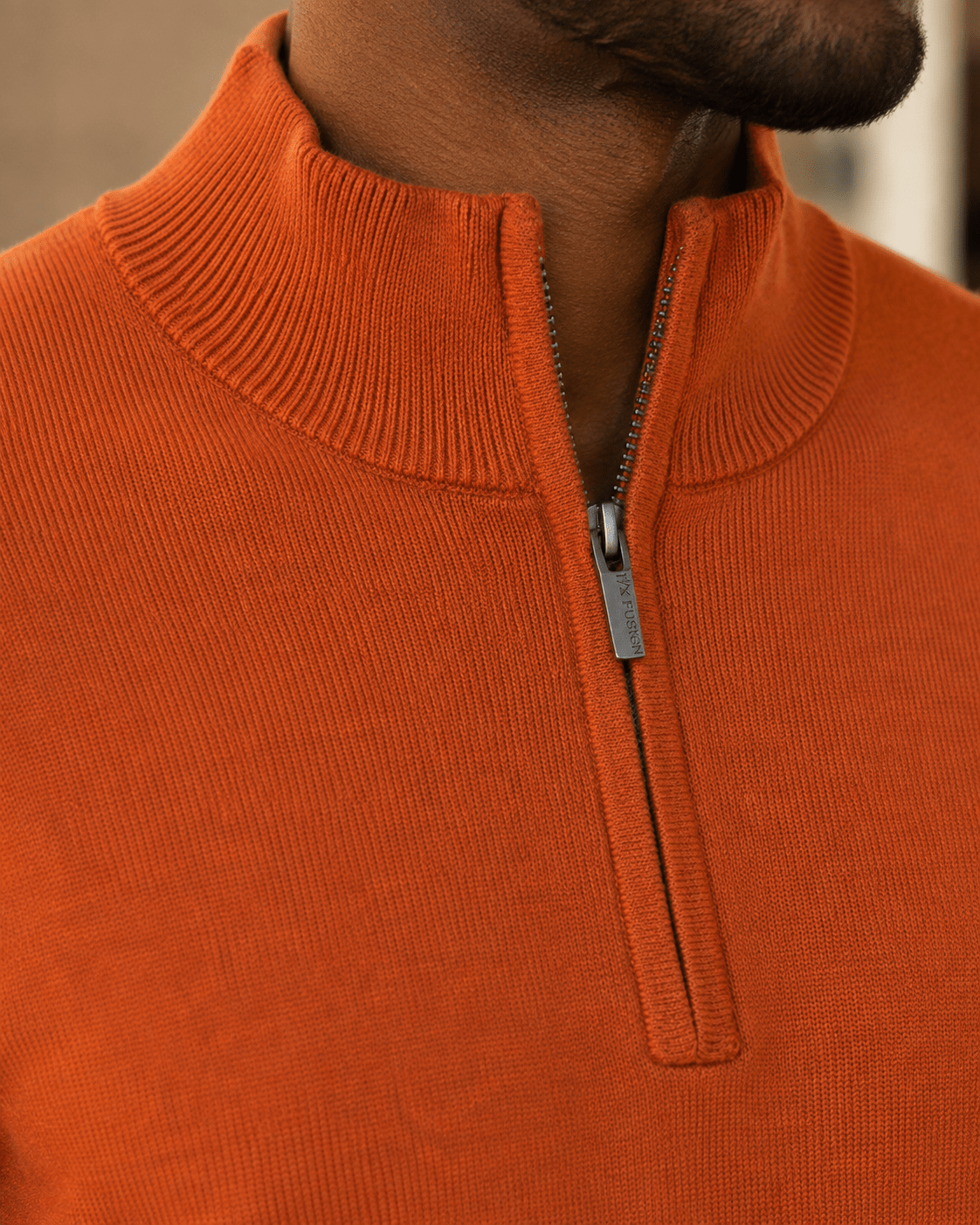 Cotton-Blend Quarter-Zip Sweater - F/X Fusion - Quarter-Zip Sweater - #color_Burnt Orange