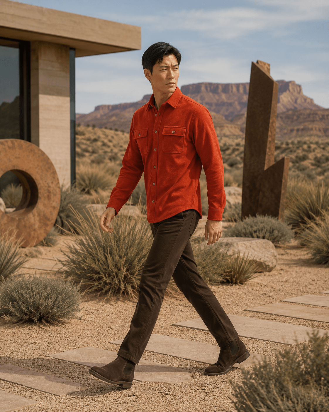 Cashmere Soft Touch Shirt - F/X Fusion - Button-Up Overshirt - #color_Burnt
