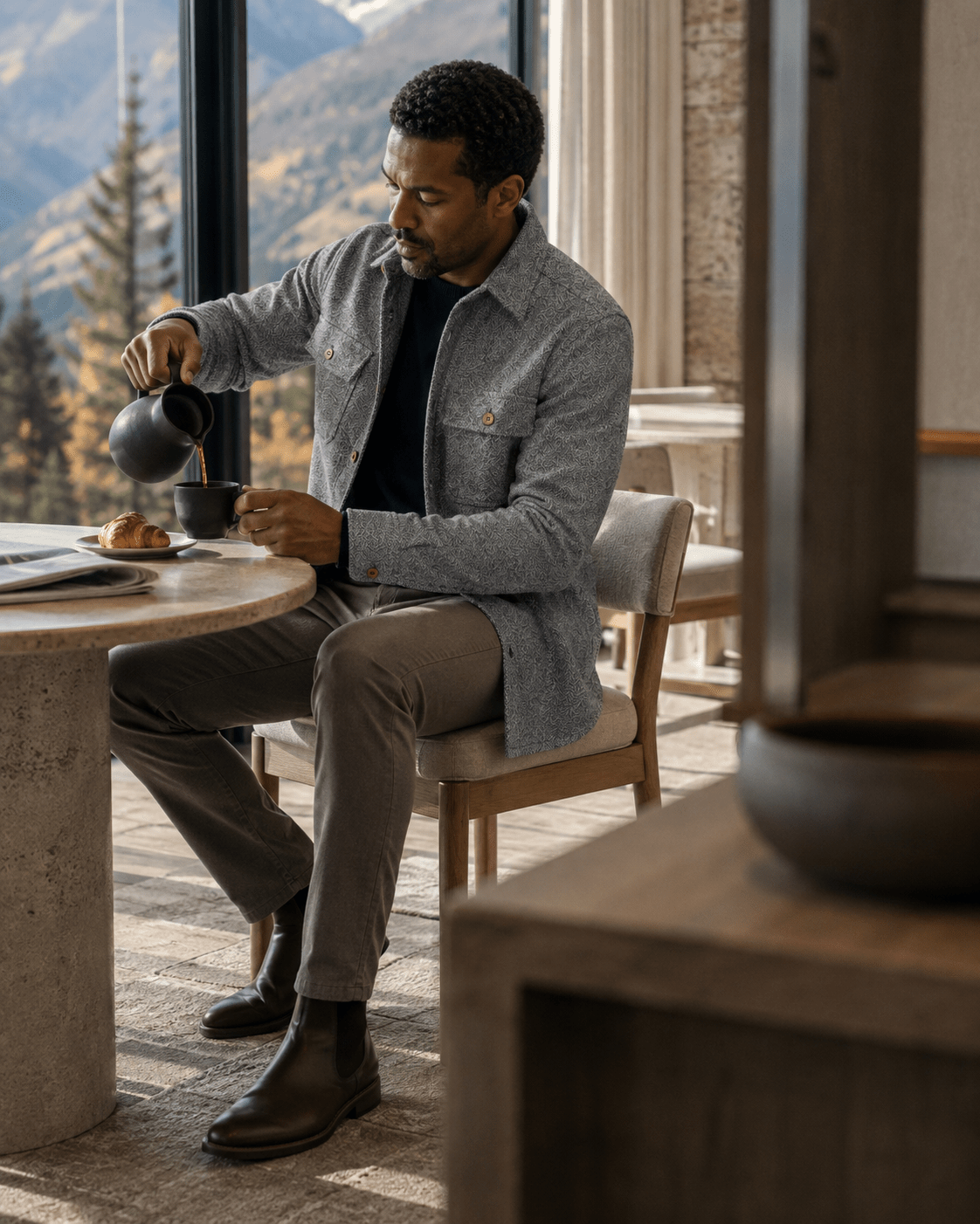 Herringbone Shirt Jacket - F/X Fusion - Shirt Jacket - #color_Charcoal