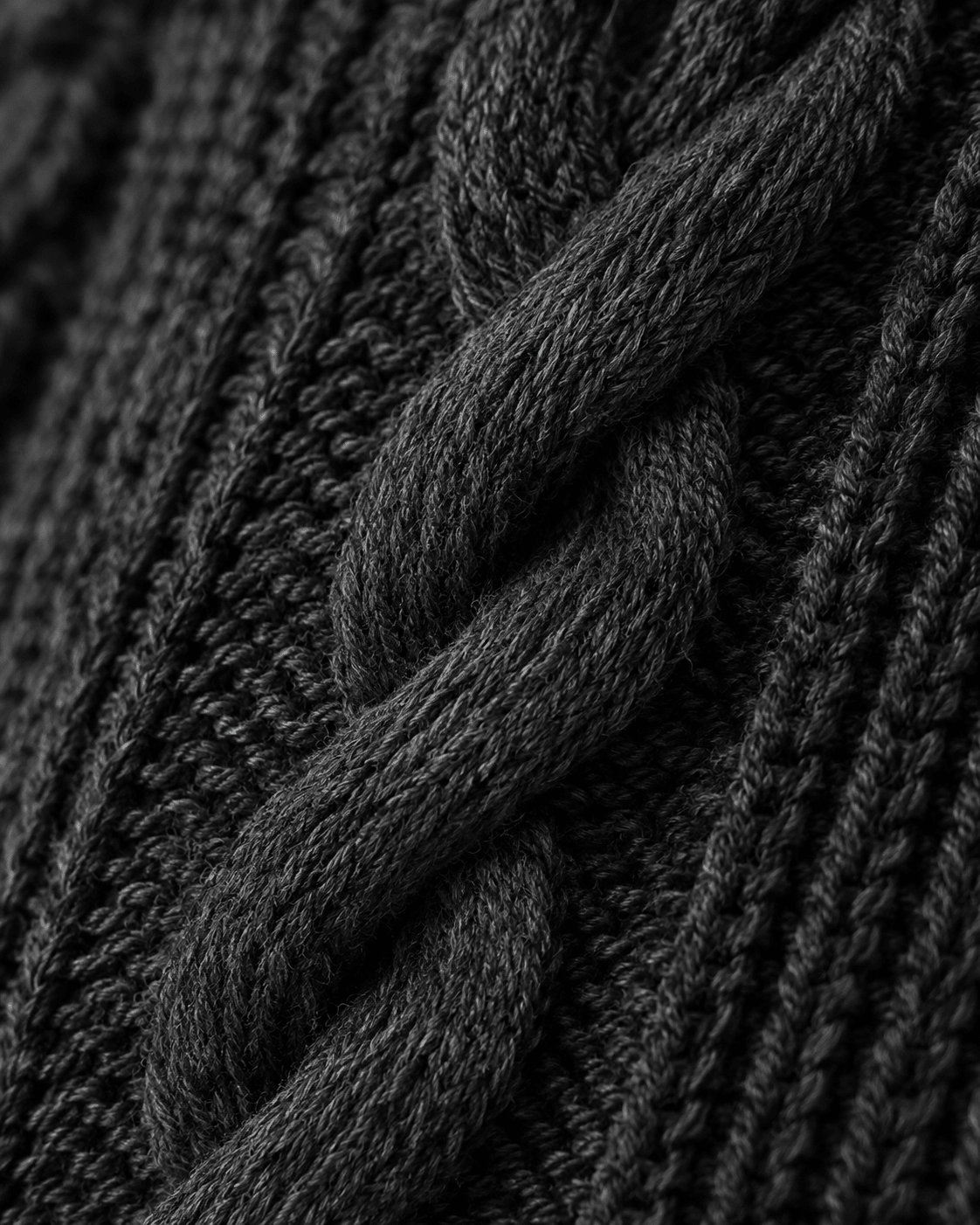Plaited Cable Quarter-Zip Sweater - F/X Fusion - Quarter-Zip Sweater - #color_Charcoal