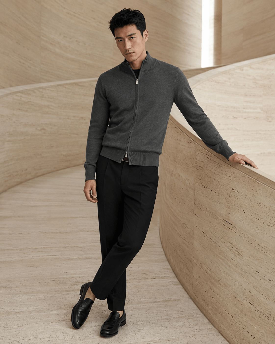 9066 - F/X Fusion - Full-Zip Sweater - #color_Charcoal