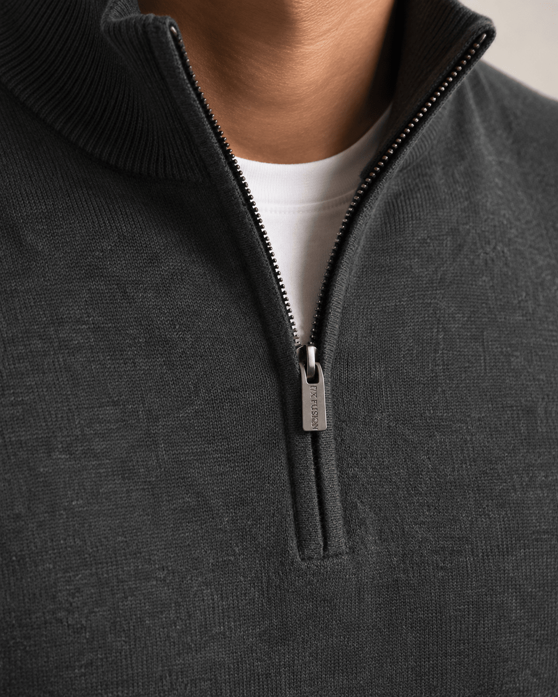 Cotton-Blend Quarter-Zip Vest - F/X Fusion - Quarter-Zip Vest - #color_Charcoal Heather