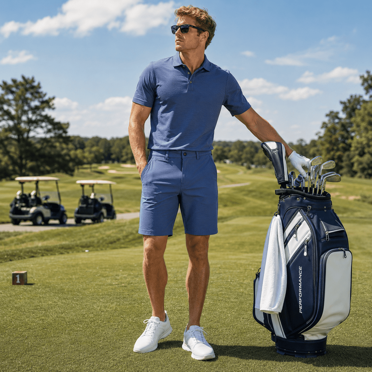 Crossover 4-Way Stretch Performance Golf Shorts - F/X Fusion - Golf Shorts - #color_Steel