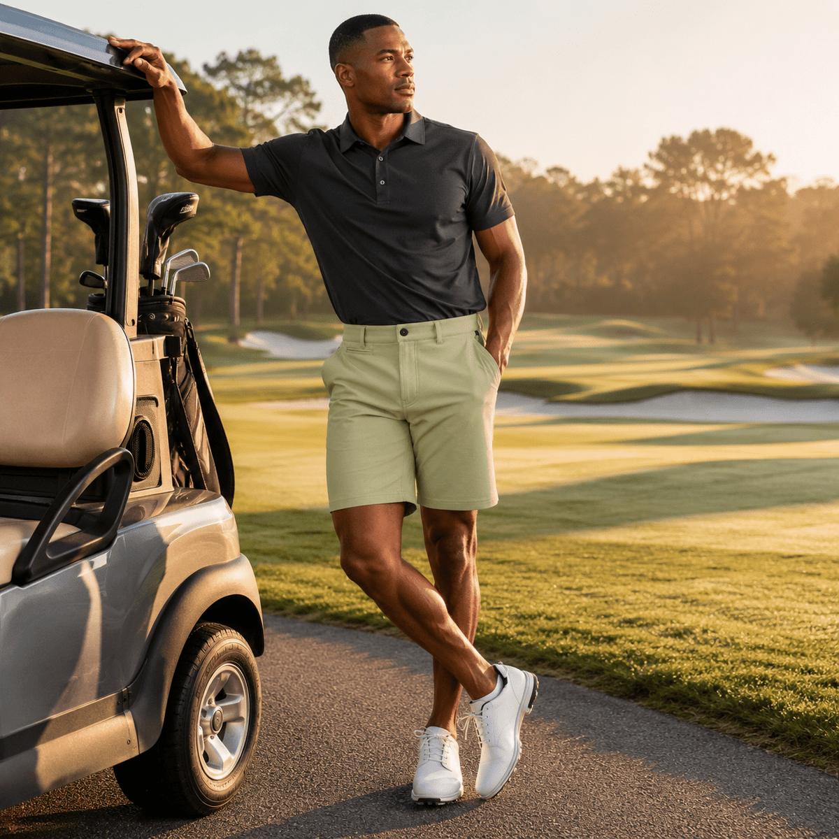 Crossover 4-Way Stretch Performance Golf Shorts - F/X Fusion - Golf Shorts - #color_Cement