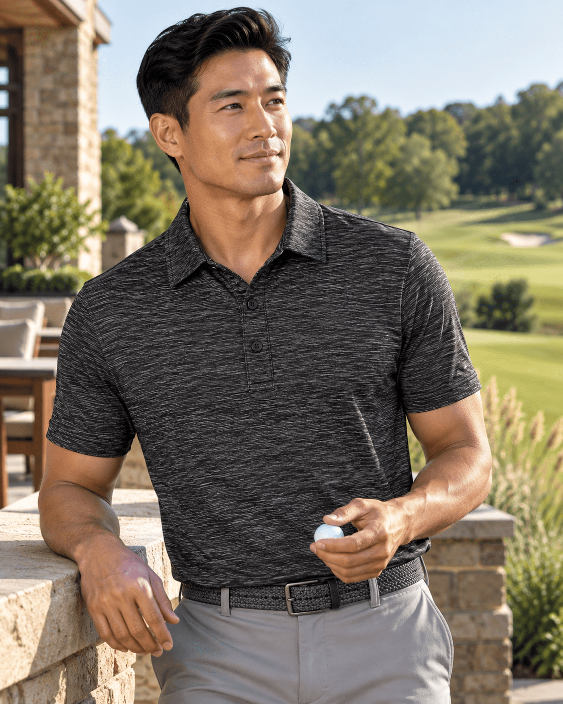 Space Dye Performance Golf Polo - F/X Fusion - Golf Polo - #color_Charcoal