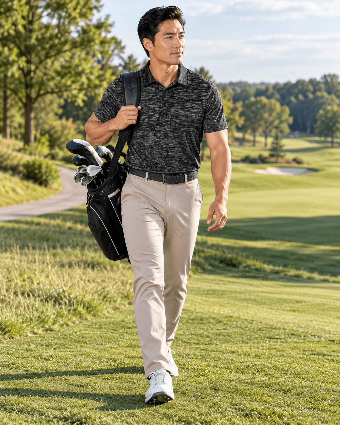 Space Dye Performance Golf Polo - F/X Fusion - Golf Polo - #color_Charcoal