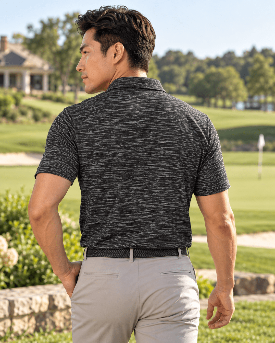 Space Dye Performance Golf Polo - F/X Fusion - Golf Polo - #color_Charcoal
