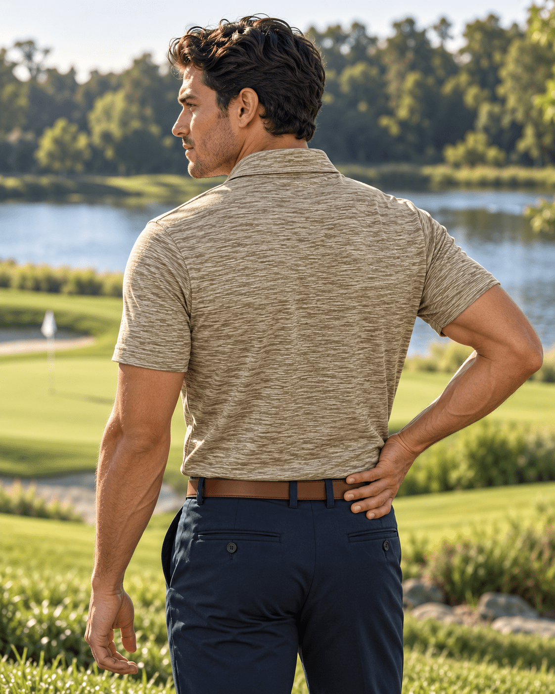 Space Dye Performance Golf Polo - F/X Fusion - Golf Polo - #color_Brown