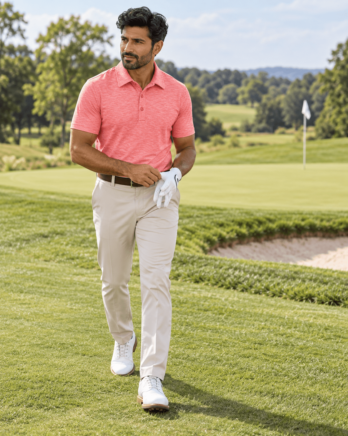 Space Dye Performance Golf Polo - F/X Fusion - Golf Polo - #color_Coral