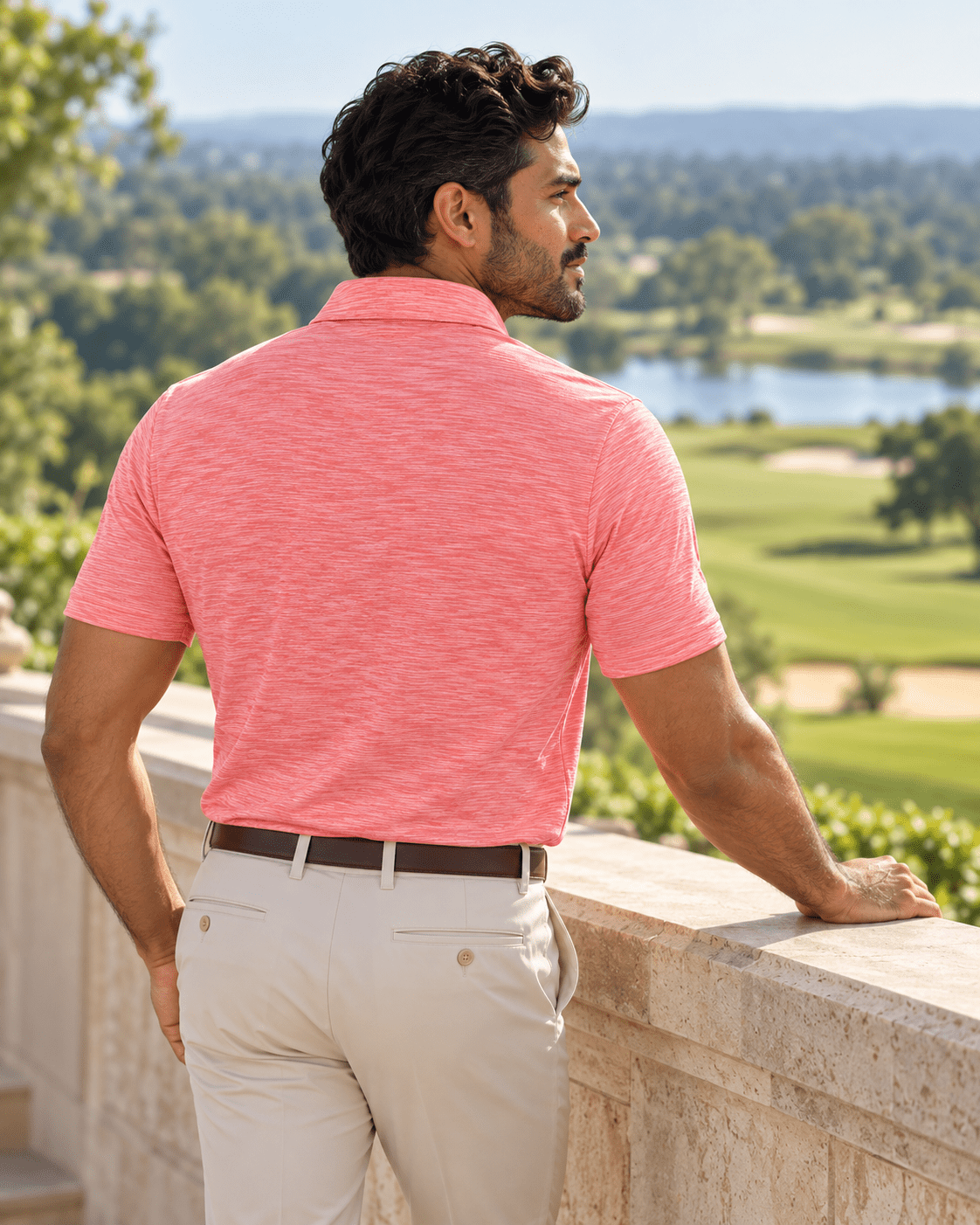 Space Dye Performance Golf Polo - F/X Fusion - Golf Polo - #color_Coral