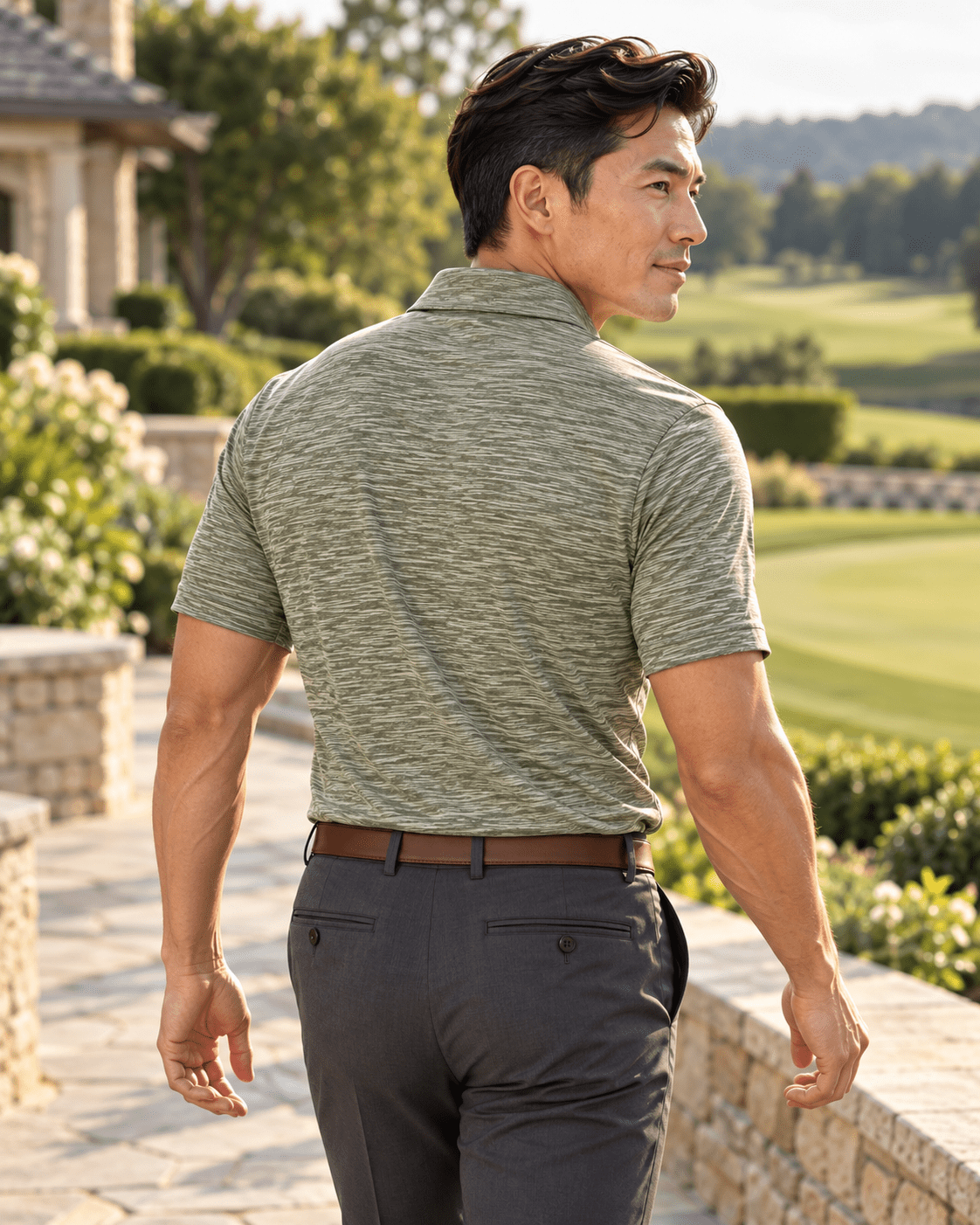 Space Dye Performance Golf Polo - F/X Fusion - Golf Polo - #color_Dusty Olive