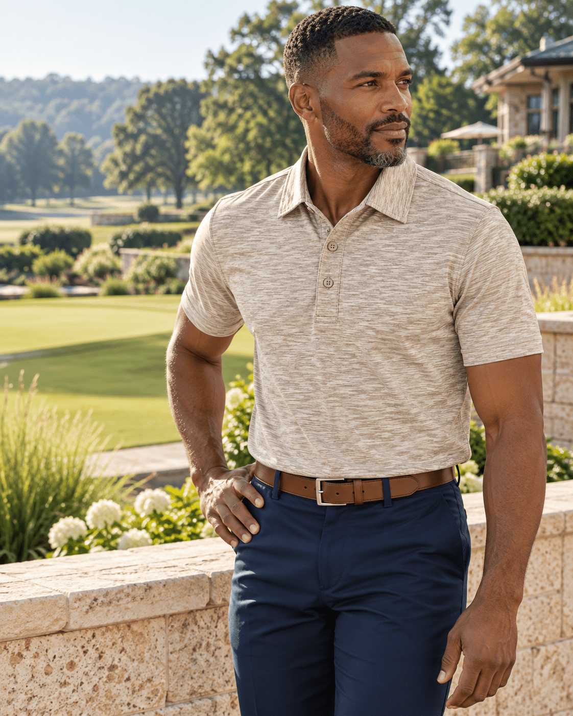 Space Dye Performance Golf Polo - F/X Fusion - Golf Polo - #color_Tan