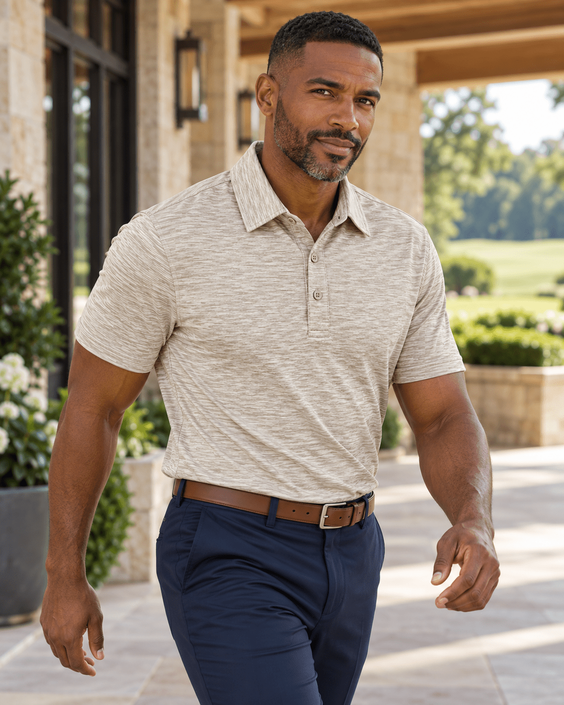 Space Dye Performance Golf Polo - F/X Fusion - Golf Polo - #color_Tan