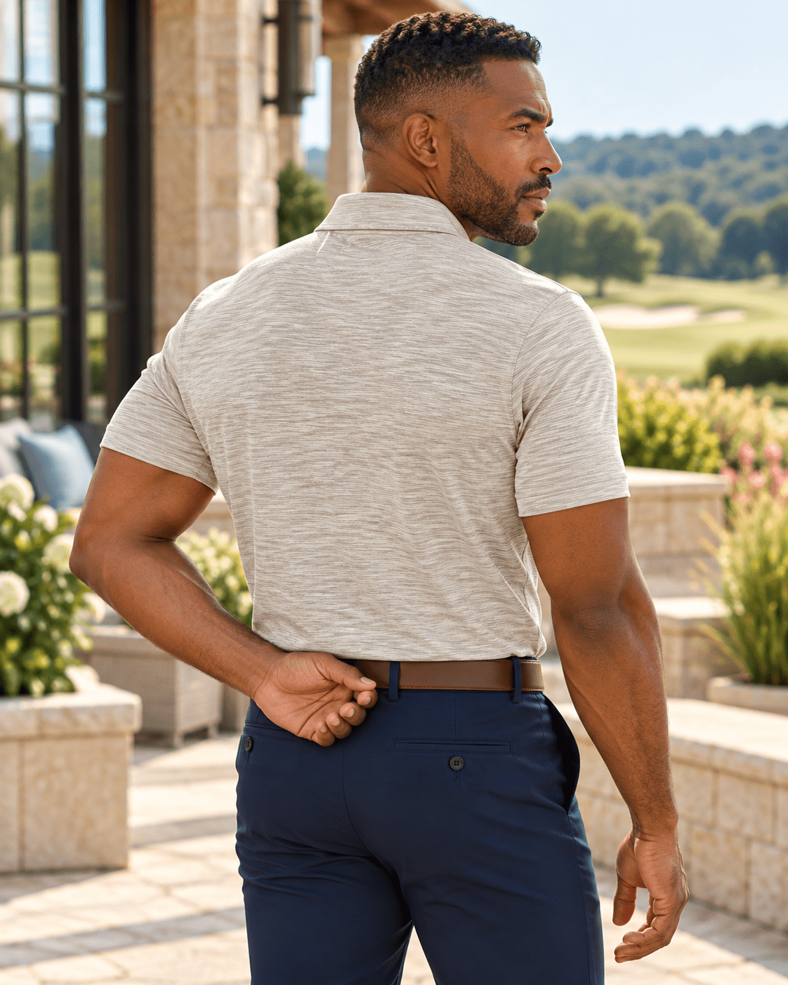 Space Dye Performance Golf Polo - F/X Fusion - Golf Polo - #color_Tan