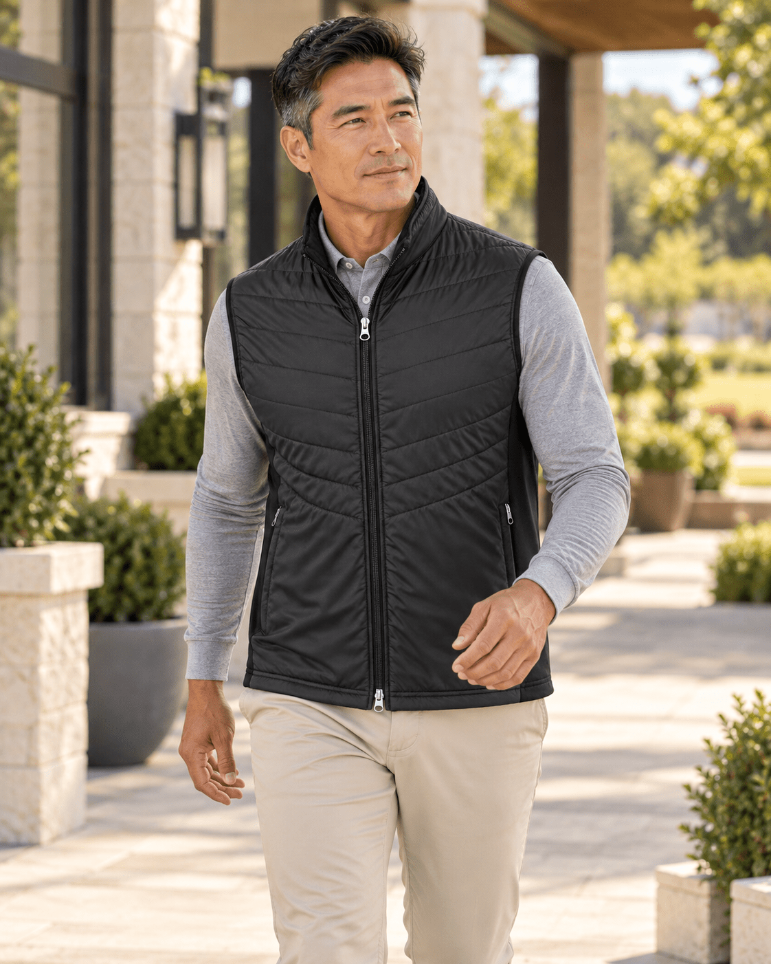 Full-Zip Performance Golf Vest - F/X Fusion - Golf Vest - #color_Black