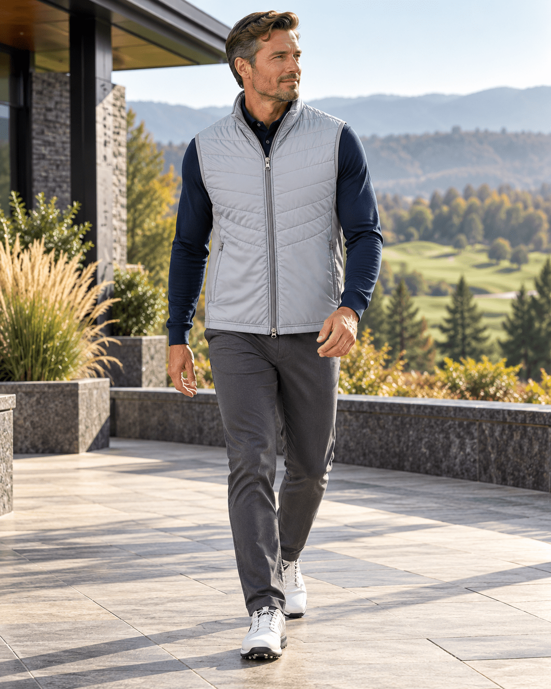 Full-Zip Performance Golf Vest - F/X Fusion - Golf Vest - #color_Silver