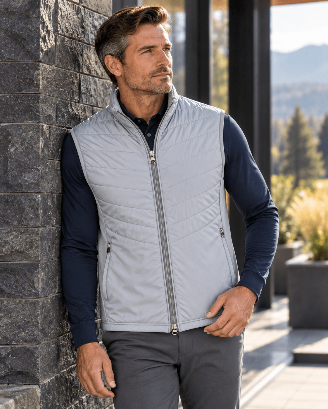 Full-Zip Performance Golf Vest - F/X Fusion - Golf Vest - #color_Silver