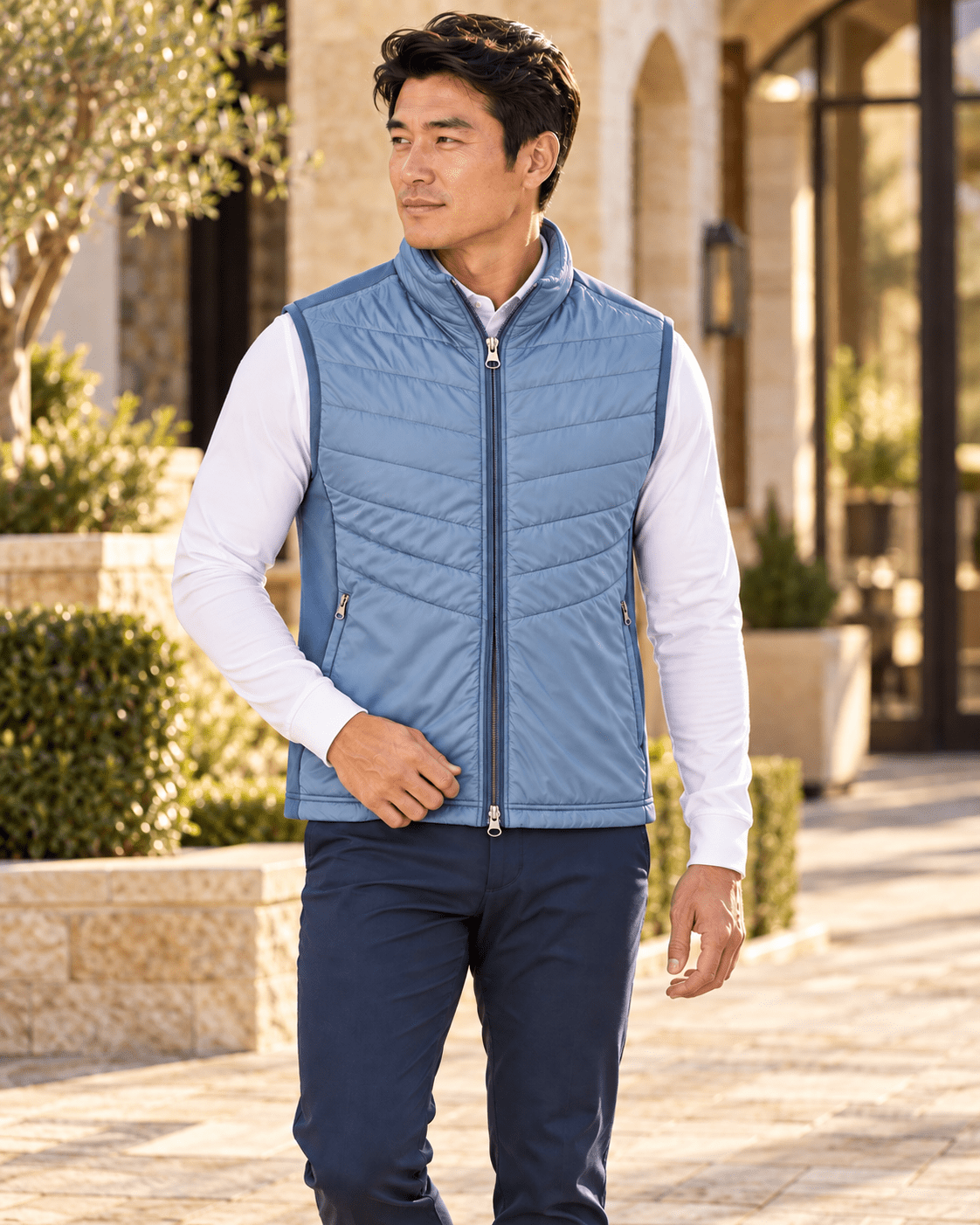 Full-Zip Performance Golf Vest - F/X Fusion - Golf Vest - #color_Steel