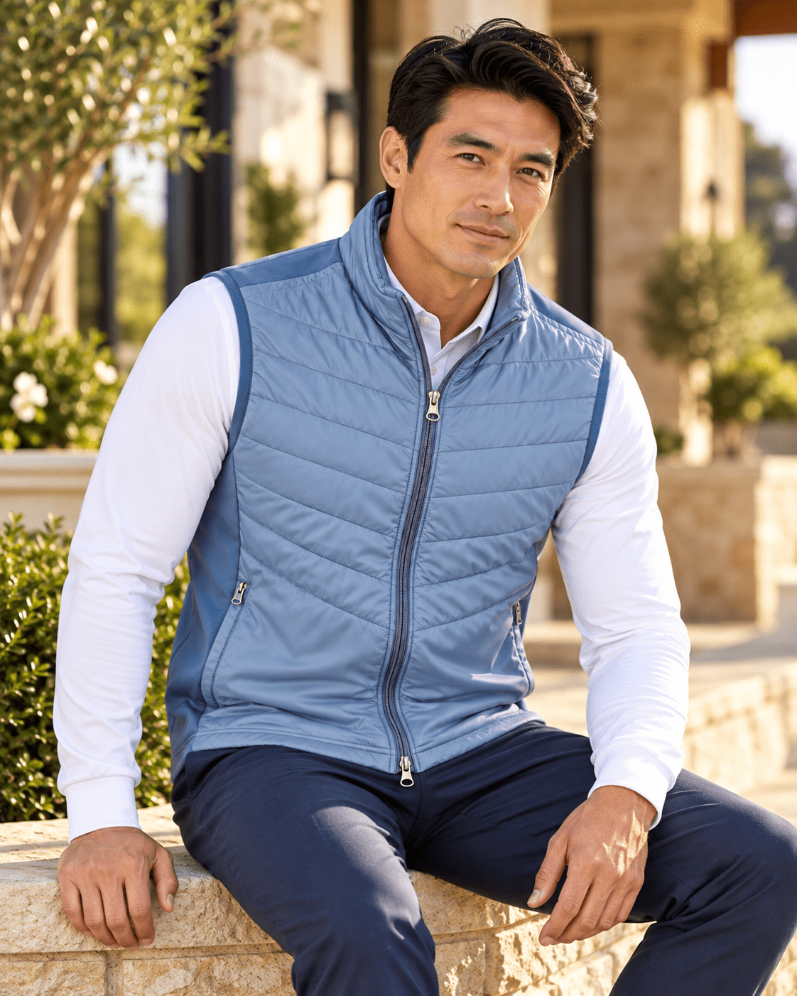 Full-Zip Performance Golf Vest - F/X Fusion - Golf Vest - #color_Steel