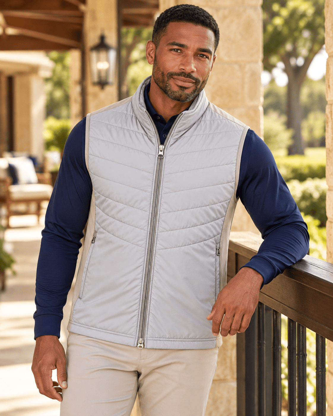 Full-Zip Performance Golf Vest - F/X Fusion - Golf Vest - #color_Tan
