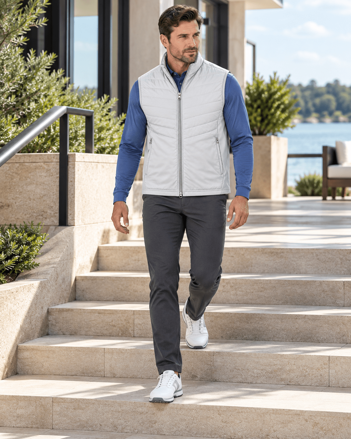 Full-Zip Performance Golf Vest - F/X Fusion - Golf Vest - #color_White