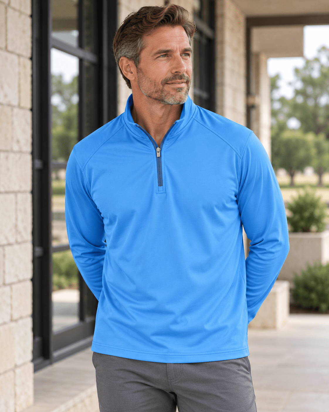 Microdot Performance Quarter-Zip - F/X Fusion - Golf Quarter-Zip - #color_Blue