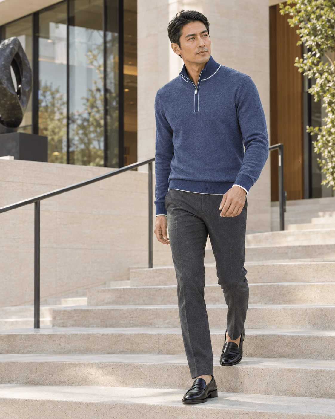 Birdseye Quarter-Zip Sweater - F/X Fusion - Quarter-Zip Sweater - #color_Cobalt