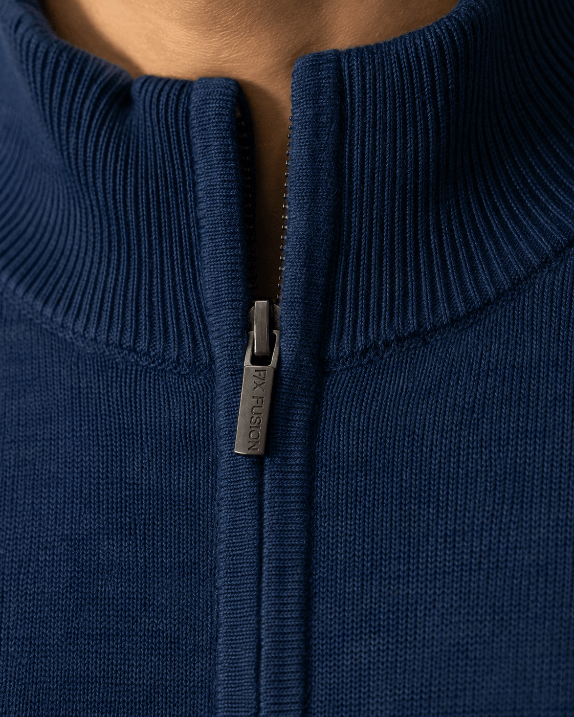 Cotton-Blend Quarter-Zip Sweater - F/X Fusion - Quarter-Zip Sweater - #color_Cobalt