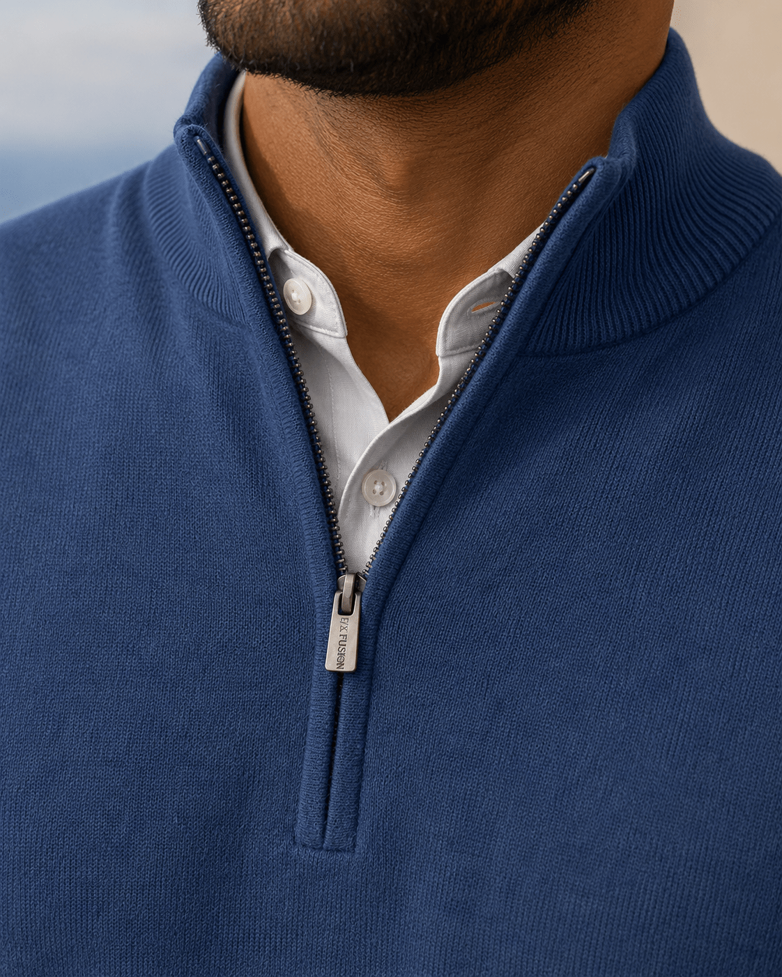 Cotton-Blend Quarter-Zip Vest - F/X Fusion - Quarter-Zip Vest - #color_Cobalt