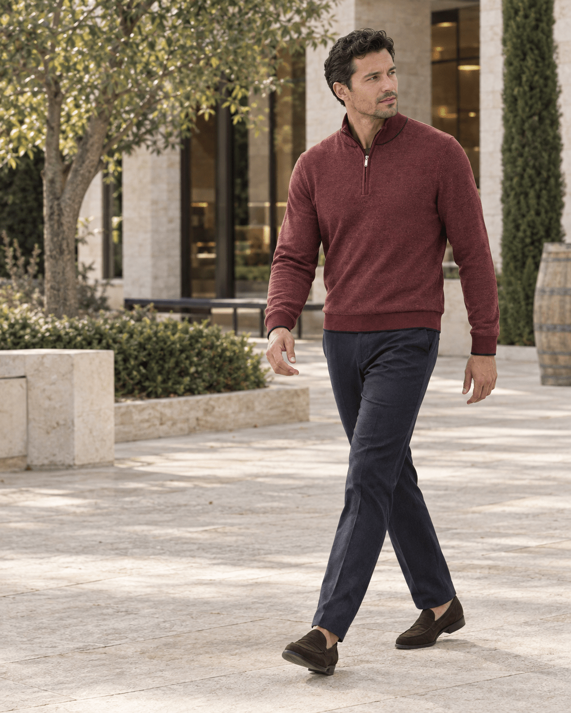 Birdseye Quarter-Zip Sweater - F/X Fusion - Quarter-Zip Sweater - #color_Crimson Heather