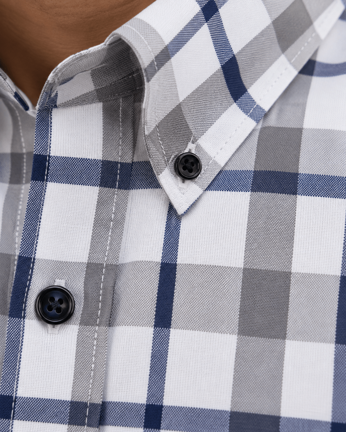 Twill Multi Plaid Button-Down Shirt - F/X Fusion - Button-Down Dress Shirt - #color_White