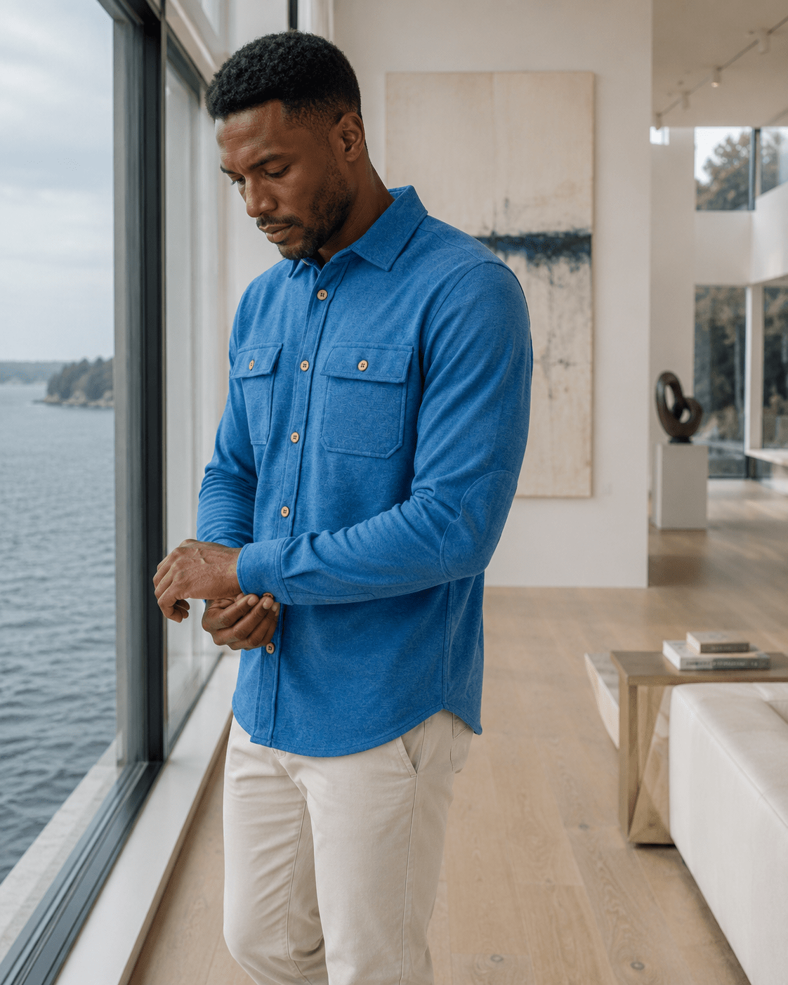 Cashmere Soft Touch Shirt - F/X Fusion - Button-Up Overshirt - #color_Deep Lake